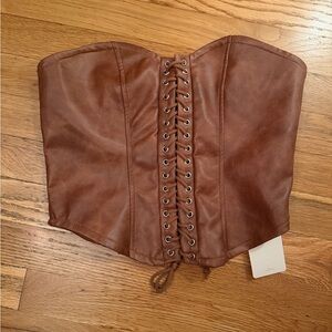 Elegant Brown Leather Corset Belt